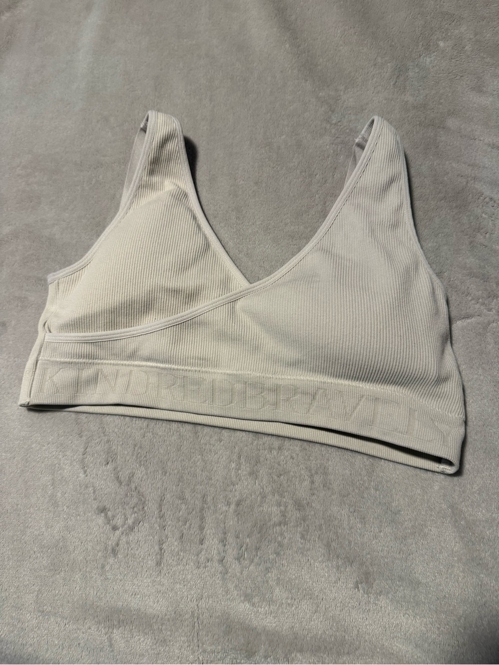 Kindred Bravely Nursing Light Gray Ribbed Crossover Bra